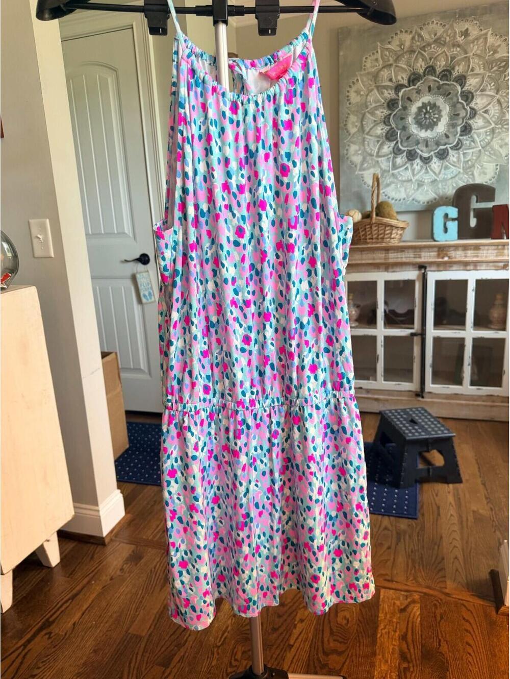 Lilly Pulitzer Hottie Dottie Sleeveless Tie Back Gianni Skort Romper MEDIUM EUC